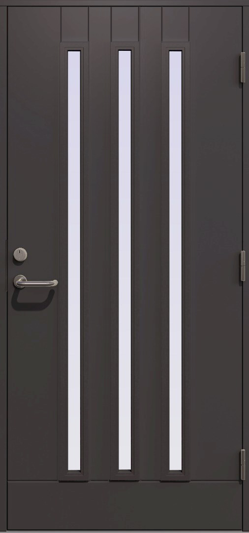 ytterdor-froya-med-tre-glass-dempet-sort-nordicdoor-1